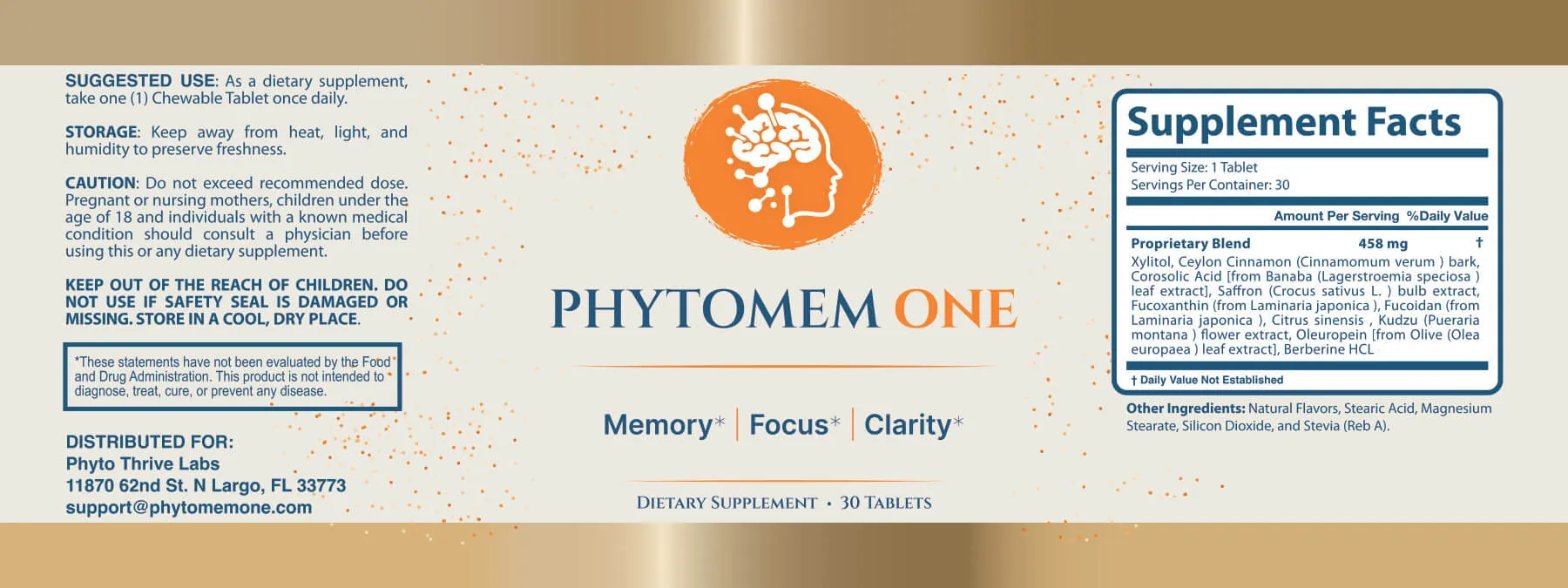 Phytomem Ingredients Label and Supplement Facts